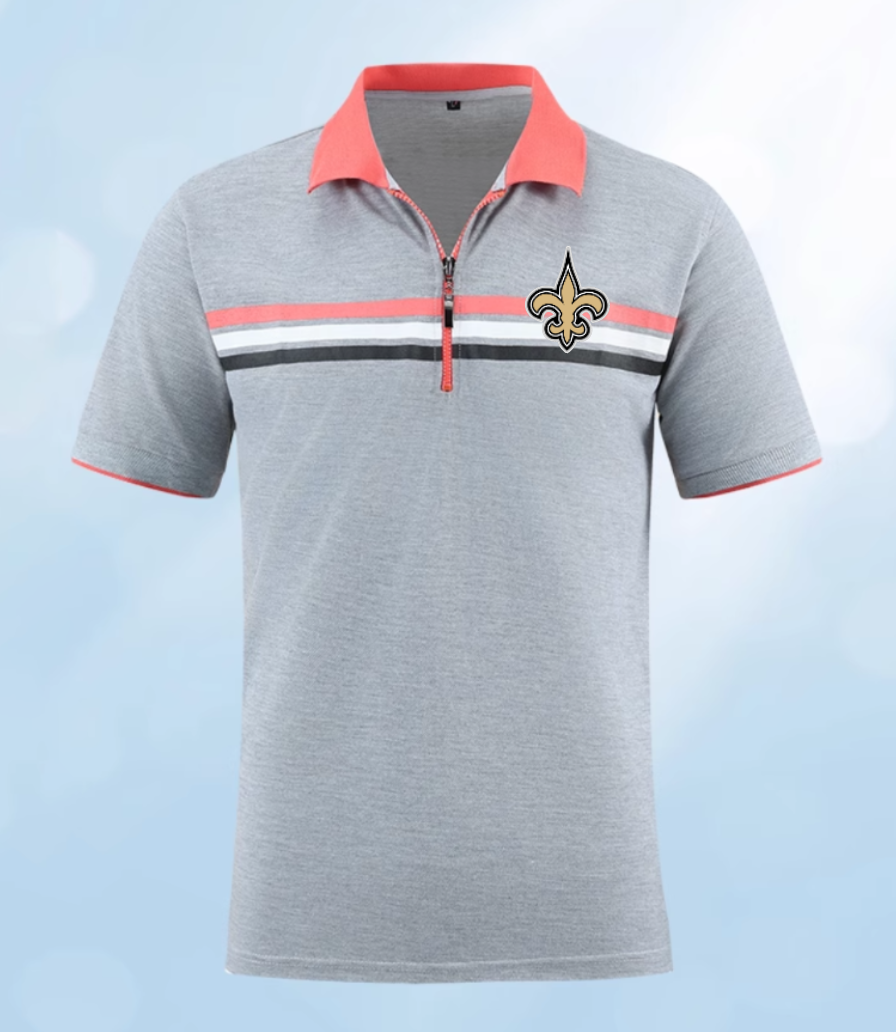 New Orleans Saints grey Men 2025 NFL polo T shirt->nfl t-shirts->Sports Accessory